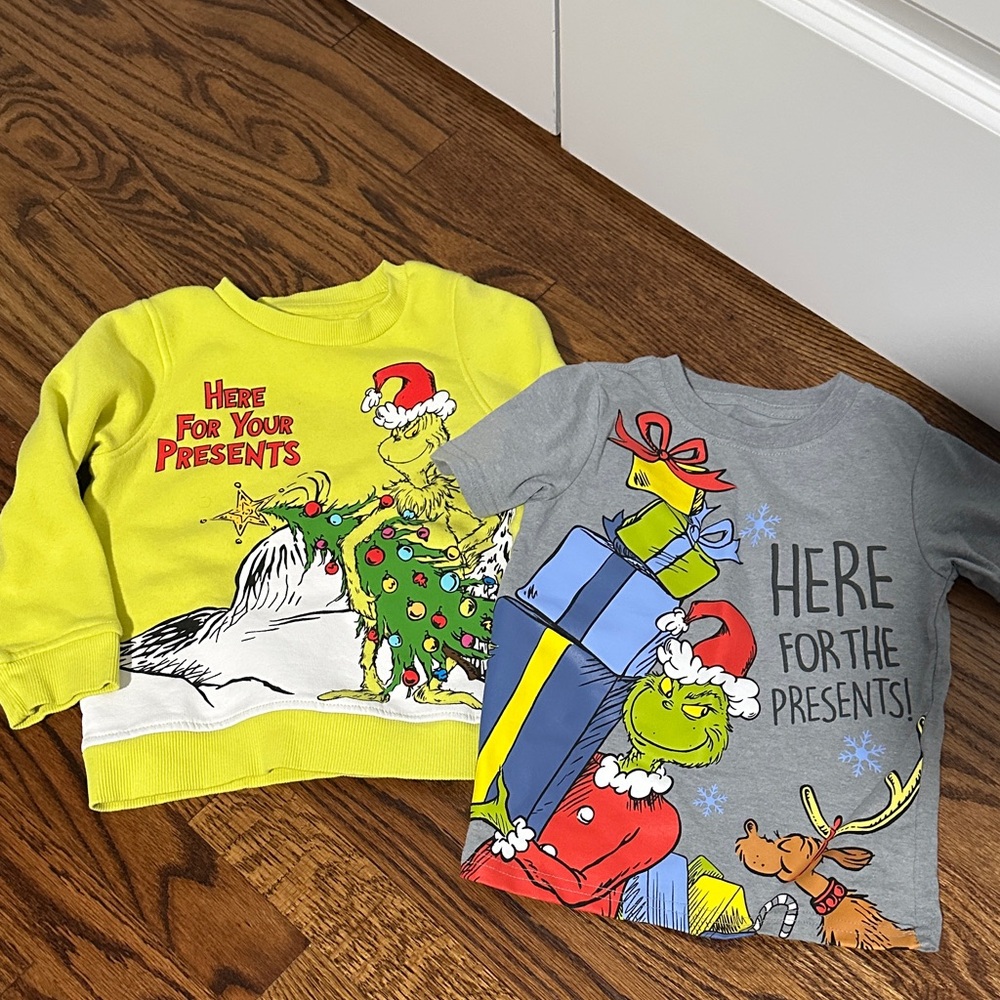 Grinch Kids Sweatshirt and T-Shirt Set - Yellow and Gray